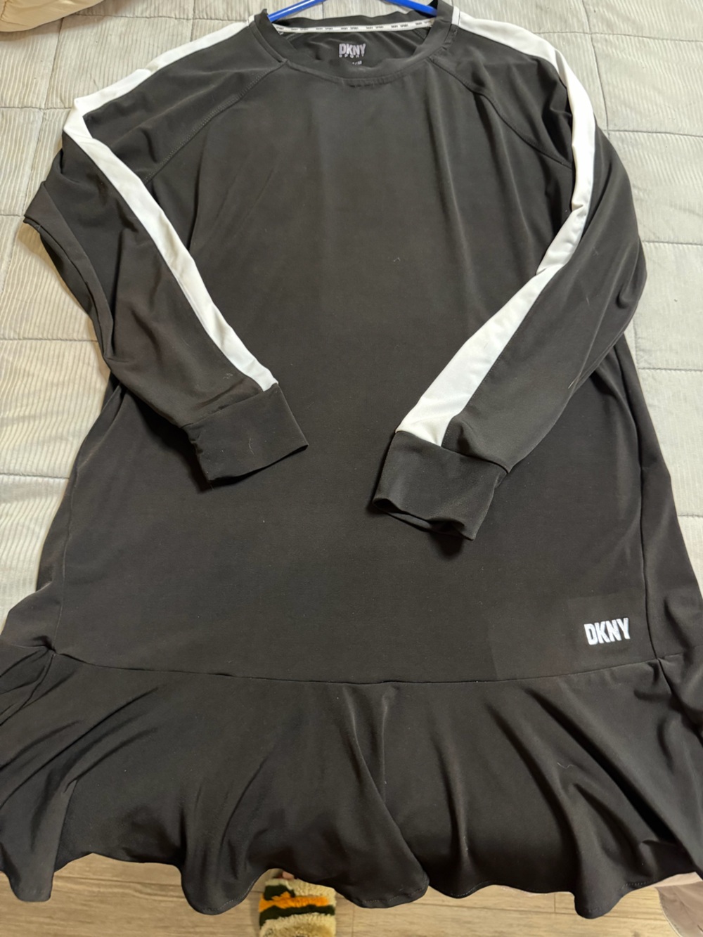 DKNY Black Performance Track Jacket with White Sleeve Stripes